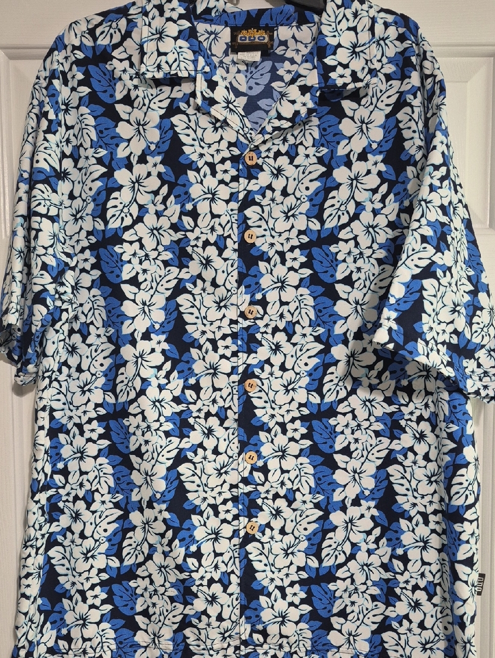 ODO Shirt Hawaiian Floral Vintage USA Mens XL Button Short Sleeve
